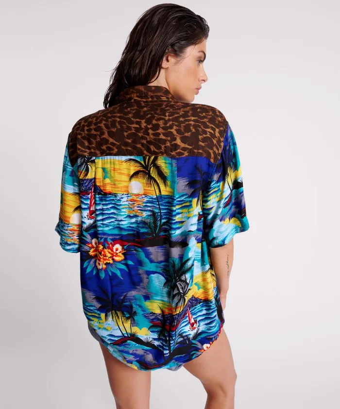 UTOPIA LEOPARD PRINT HAWAIIAN SHIRT Women One Teaspoon Shirts