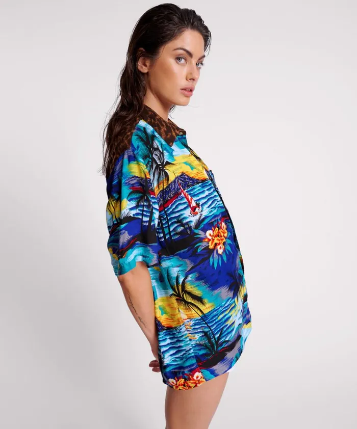 UTOPIA LEOPARD PRINT HAWAIIAN SHIRT Women One Teaspoon Shirts