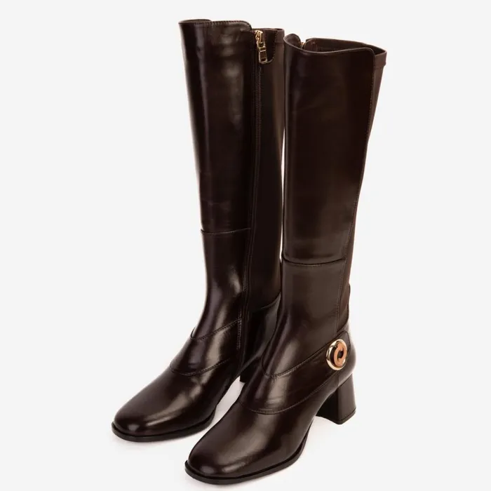 Vinci Leather Boots and Booties The Windsor Brown Leather Knee High Boot 8211 Women
