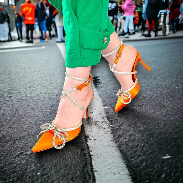 Vinci Leather Sandals The Floransa Orange Leather Pointy Toe Ankle Strap Sandal 8211 Women
