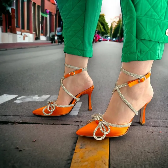 Vinci Leather Sandals The Floransa Orange Leather Pointy Toe Ankle Strap Sandal 8211 Women