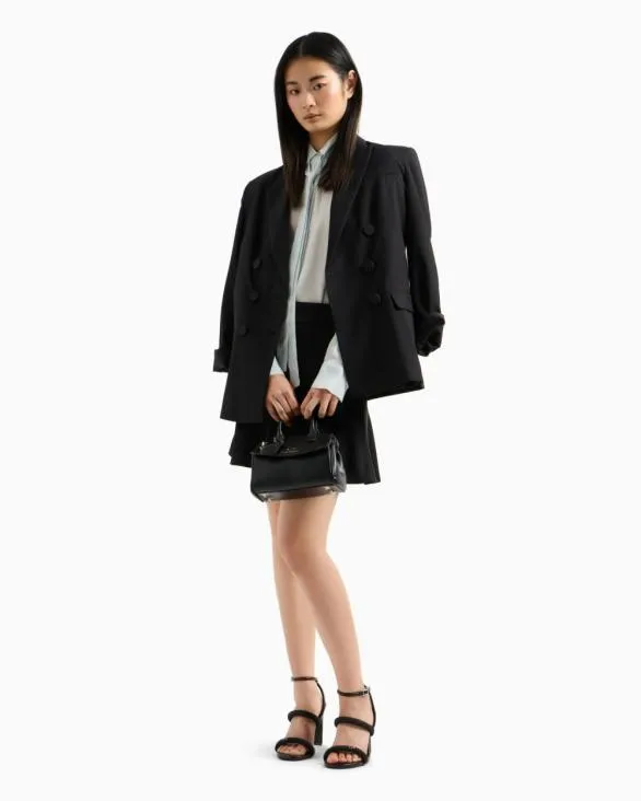 Viscose Shirt With Bow Lightblue Women Armani Shirts And Tops