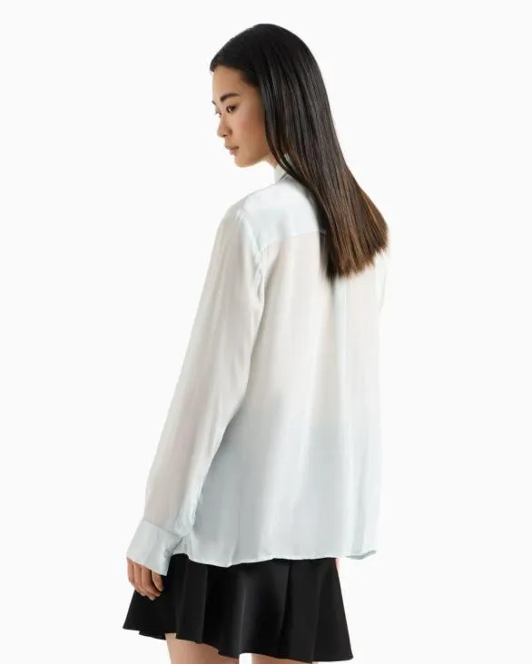 Viscose Shirt With Bow Lightblue Women Armani Shirts And Tops