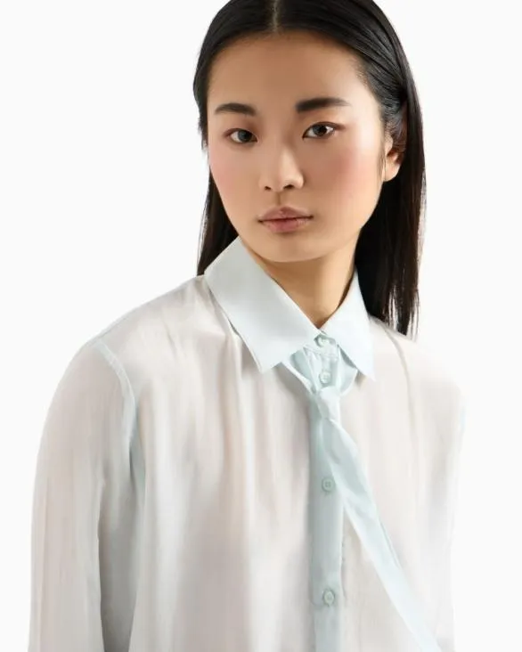 Viscose Shirt With Bow Lightblue Women Armani Shirts And Tops