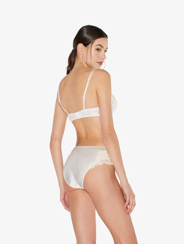 White Silk Medium Briefs With Frastaglio Lingerie La Perla Midrise