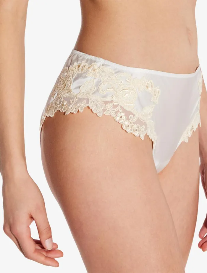 White Silk Medium Briefs With Frastaglio Lingerie La Perla Midrise