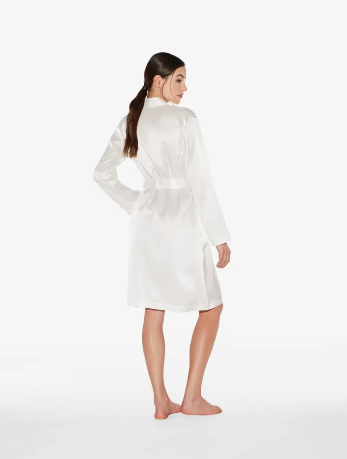 White Silk Short Robe Sleepwear La Perla Robes
