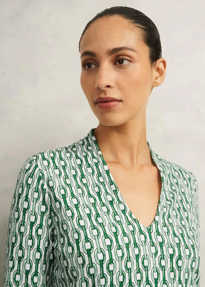 Women Aimee Printed Top Green Ivory Hobbs Tops