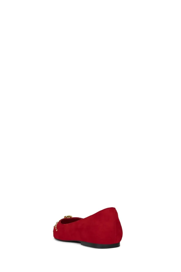 Women Ballet Flats Jeffrey Campbell APPEALING Red Suede Gold