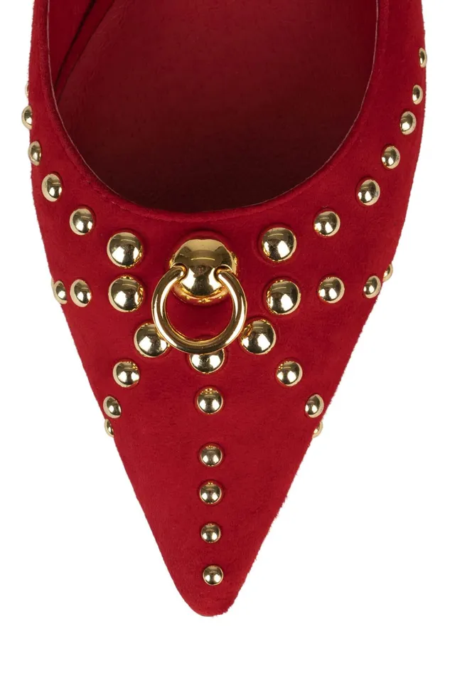 Women Ballet Flats Jeffrey Campbell APPEALING Red Suede Gold