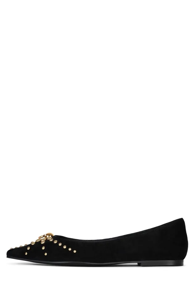 Women Ballet Flats Jeffrey Campbell APPEALING Red Suede Gold