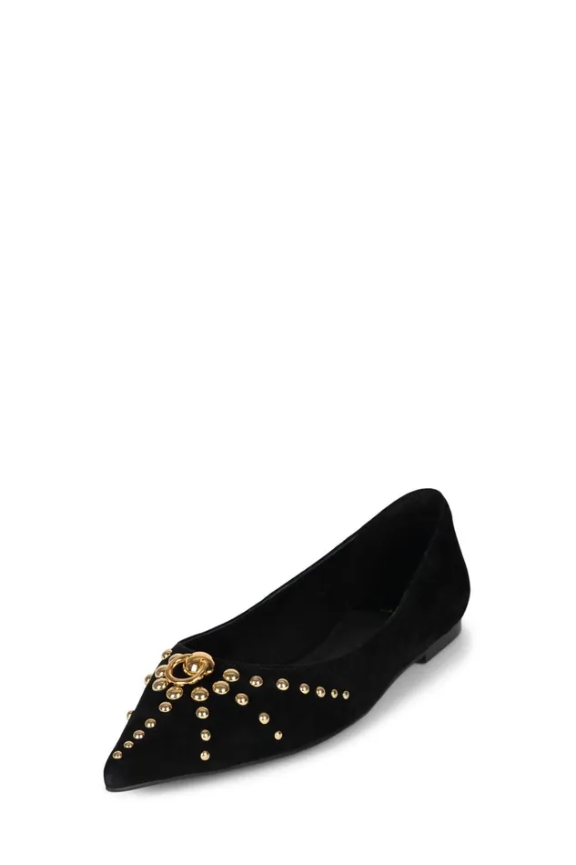 Women Ballet Flats Jeffrey Campbell APPEALING Red Suede Gold