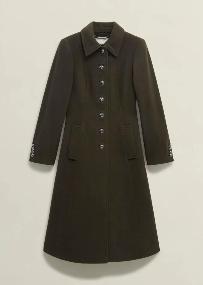 Women Bayley Wool Blend Coat Olive Green Hobbs Coats and Jackets