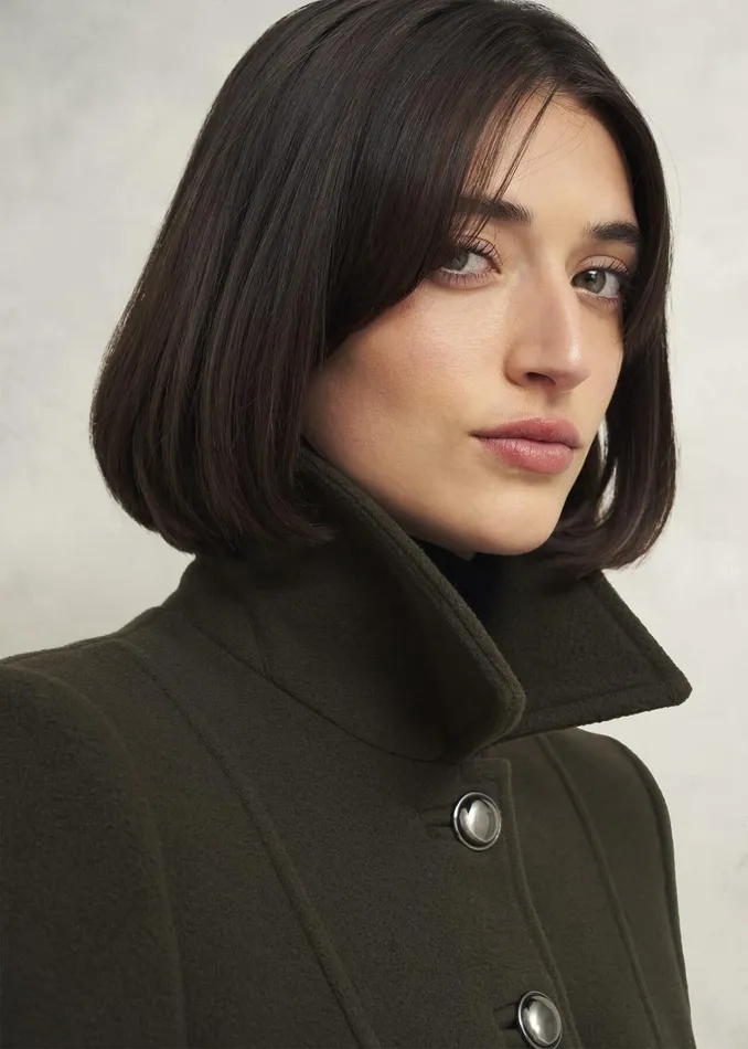 Women Bayley Wool Blend Coat Olive Green Hobbs Coats and Jackets