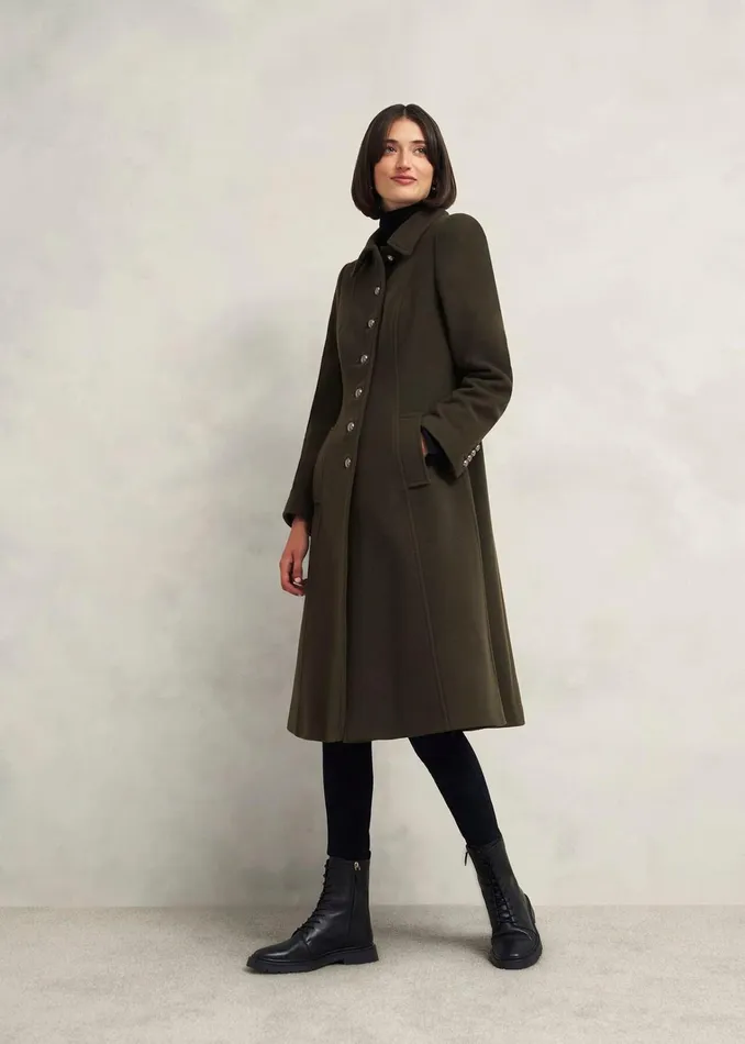 Women Bayley Wool Blend Coat Olive Green Hobbs Coats and Jackets
