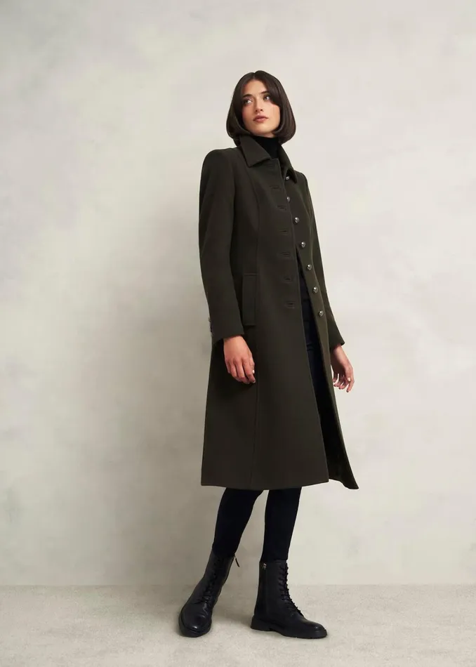 Women Bayley Wool Blend Coat Olive Green Hobbs Coats and Jackets