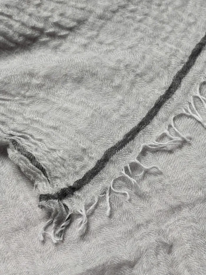 Women Begg X Co Scarves Washed Staffa Cadell Cashmere Silk Scarf Silver Charcoal