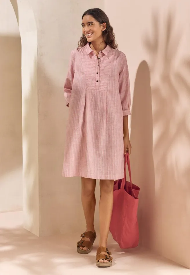 Women Bibdetail Dress Soft Coral Poetry Fashion Dresses and Skirts