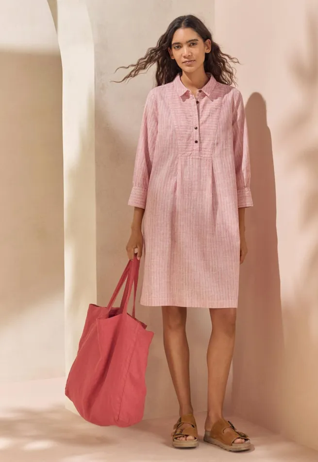 Women Bibdetail Dress Soft Coral Poetry Fashion Dresses and Skirts