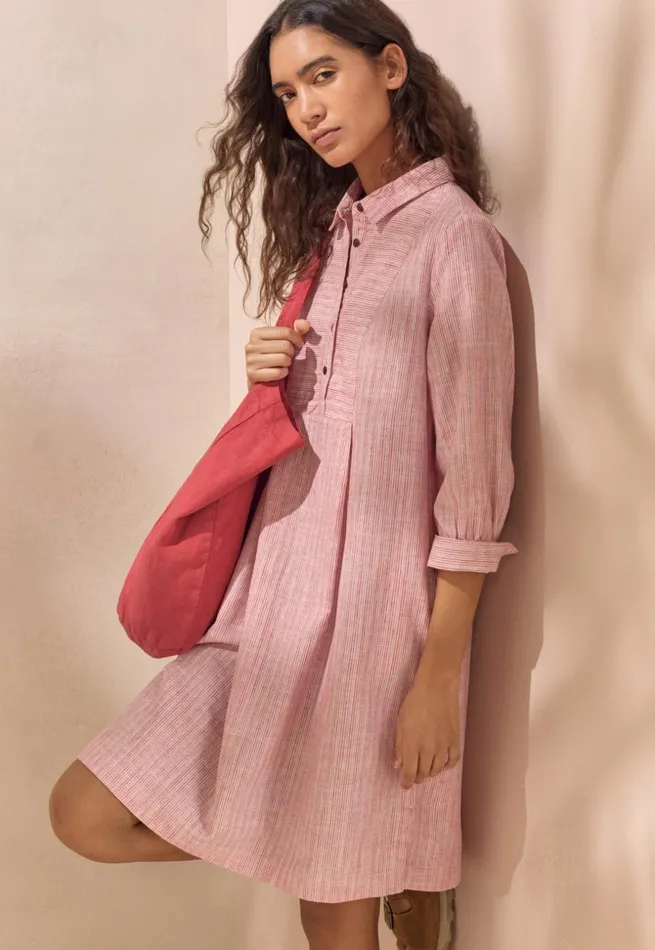 Women Bibdetail Dress Soft Coral Poetry Fashion Dresses and Skirts