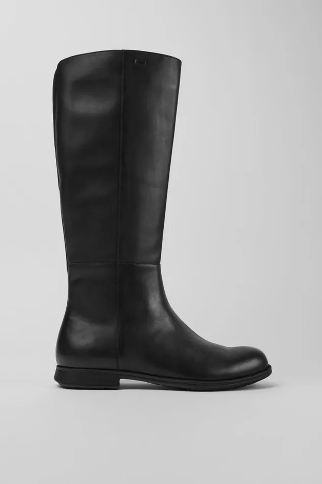 Women Camper Boots Mil Black Leather And Textile Black Boots Women Camper Boots Mil Black Leather And Textile Black Boots
