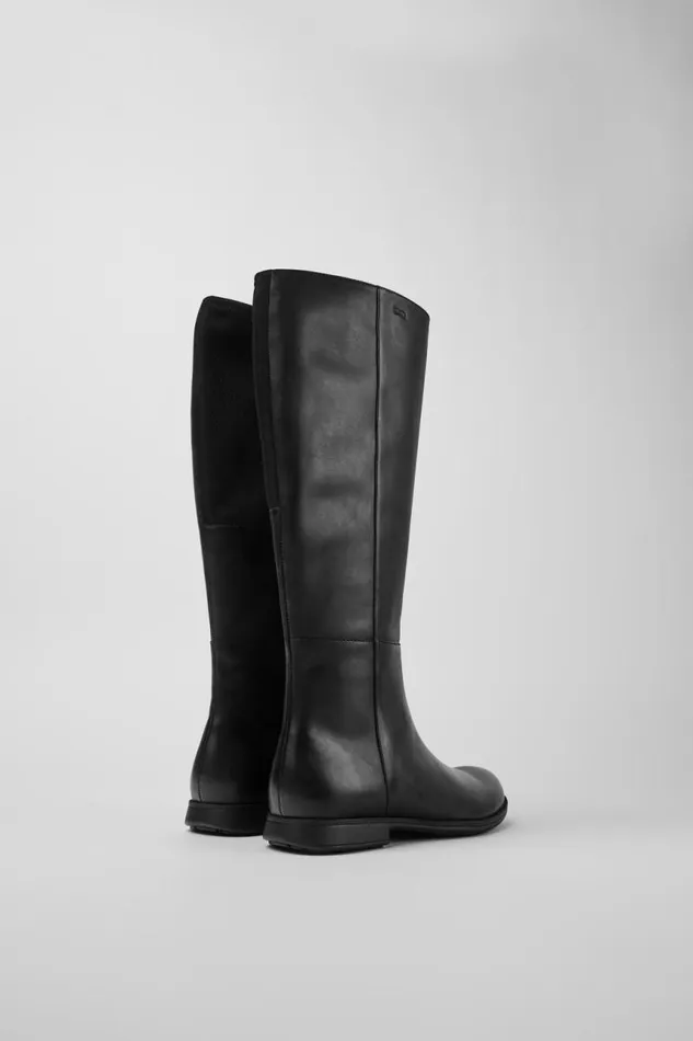 Women Camper Boots Mil Black Leather And Textile Black Boots Women Camper Boots Mil Black Leather And Textile Black Boots