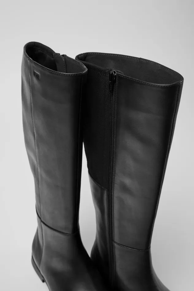 Women Camper Boots Mil Black Leather And Textile Black Boots Women Camper Boots Mil Black Leather And Textile Black Boots