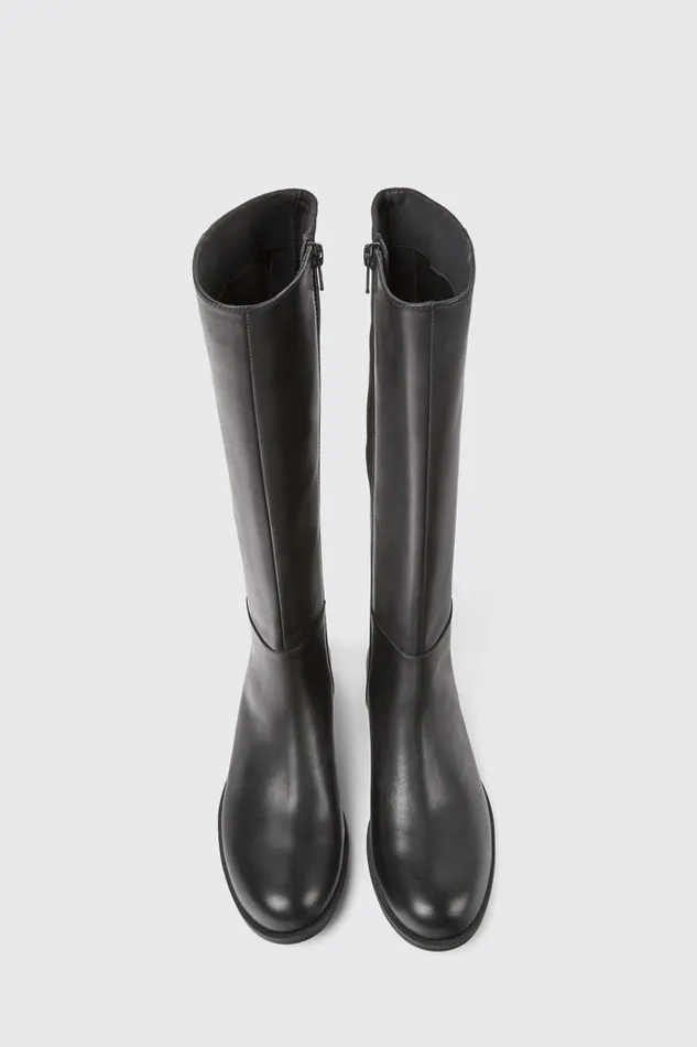 Women Camper Boots Mil Black Leather And Textile Black Boots Women Camper Boots Mil Black Leather And Textile Black Boots