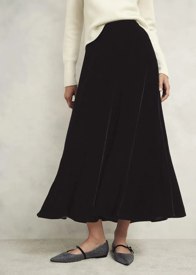 Women Charteris Velvet Skirt Black Hobbs Skirts