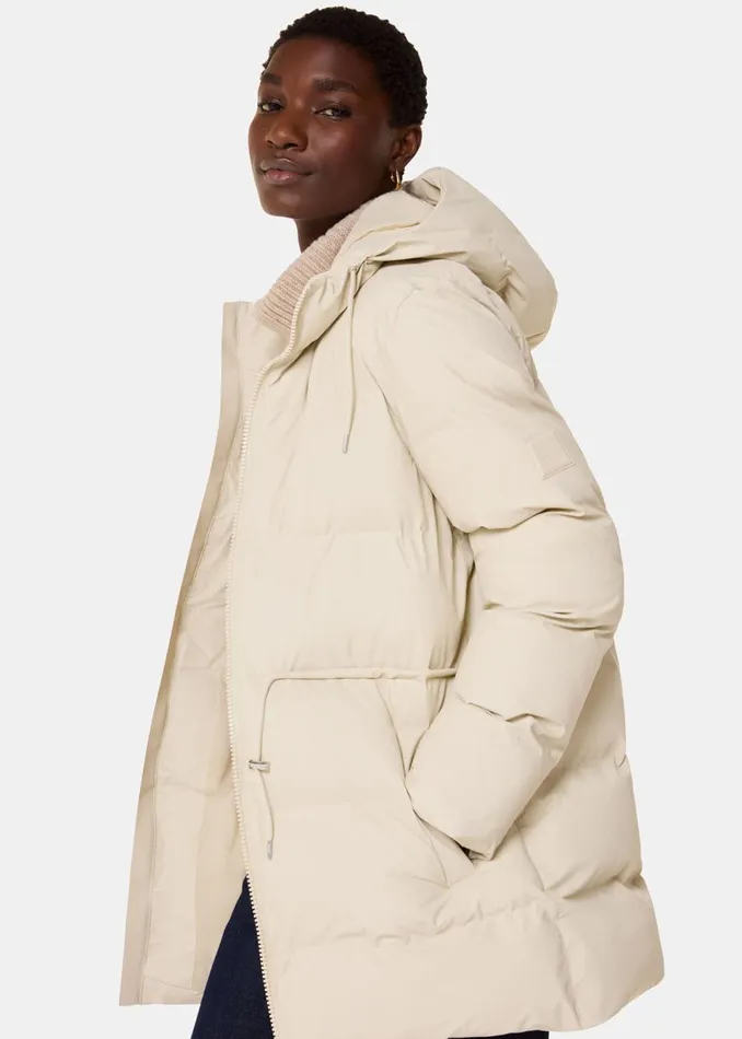 Women Coats and Jackets Whistles Ivory Rains Alta Long Puffer