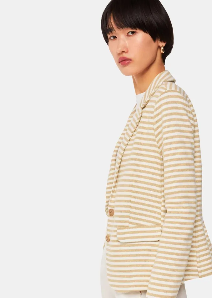 Women Coats and Jackets Whistles Ivory Slim Fit Jersey Jacket