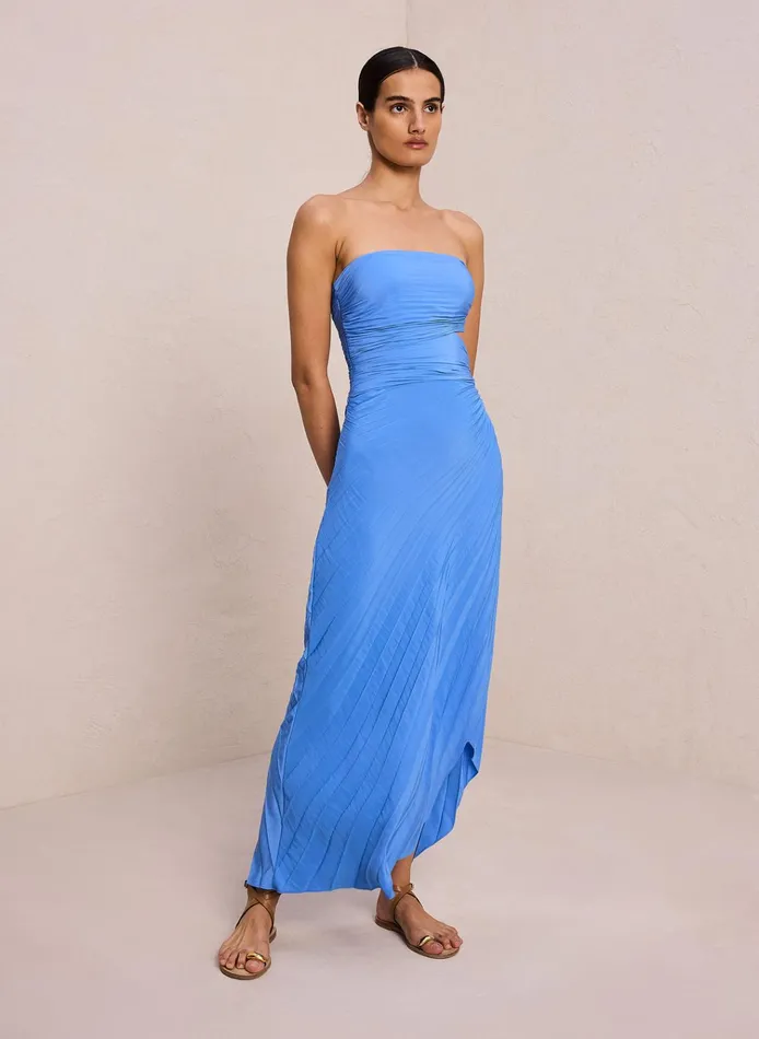 Women Dresses ALC Andie Strapless Pleated Dress Coastal Blue