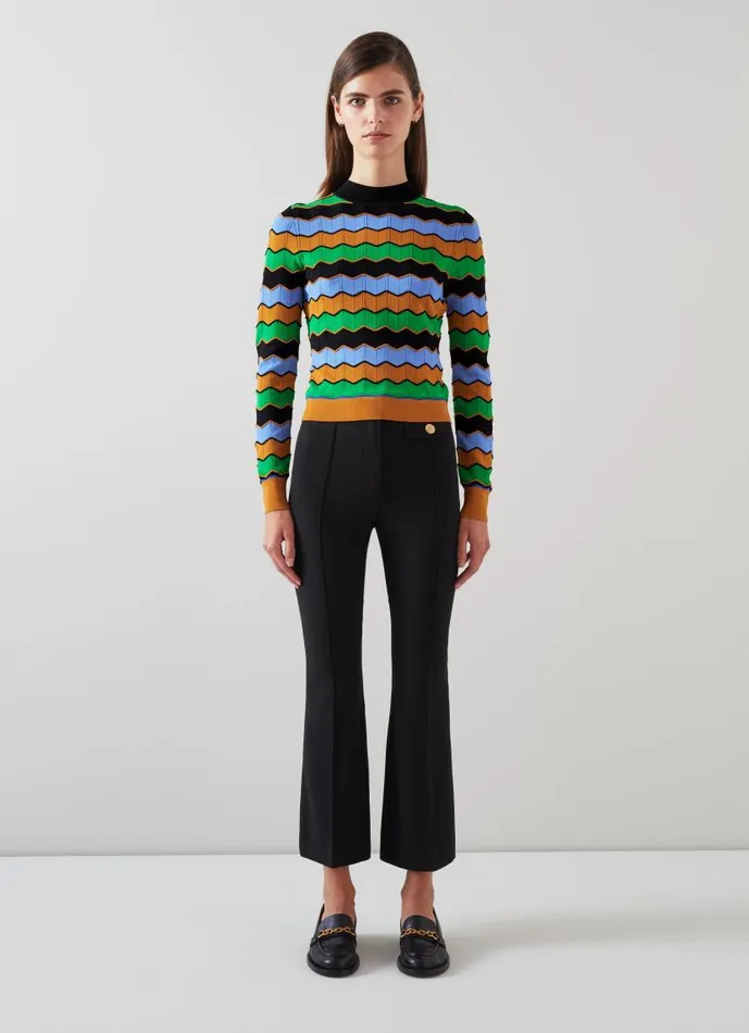 Women Elina MultiColour Wavy Knit Jumper Multi LKBennett Knitwear Women Elina MultiColour Wavy Knit Jumper Multi LKBennett Knitwear