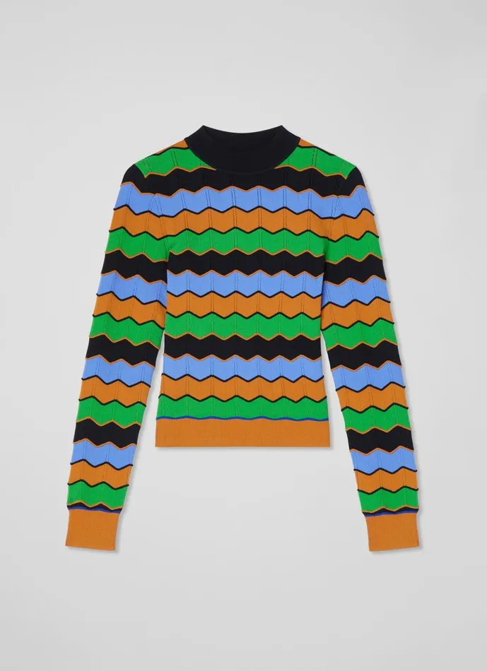 Women Elina MultiColour Wavy Knit Jumper Multi LKBennett Knitwear Women Elina MultiColour Wavy Knit Jumper Multi LKBennett Knitwear