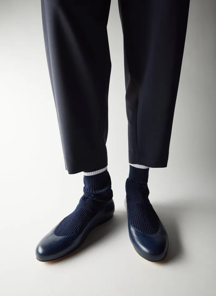 Women Flats Tibi Slouchy Ribbed Borg Navy