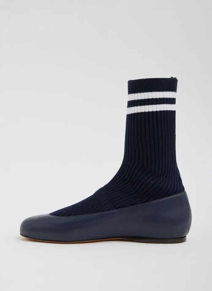 Women Flats Tibi Slouchy Ribbed Borg Navy