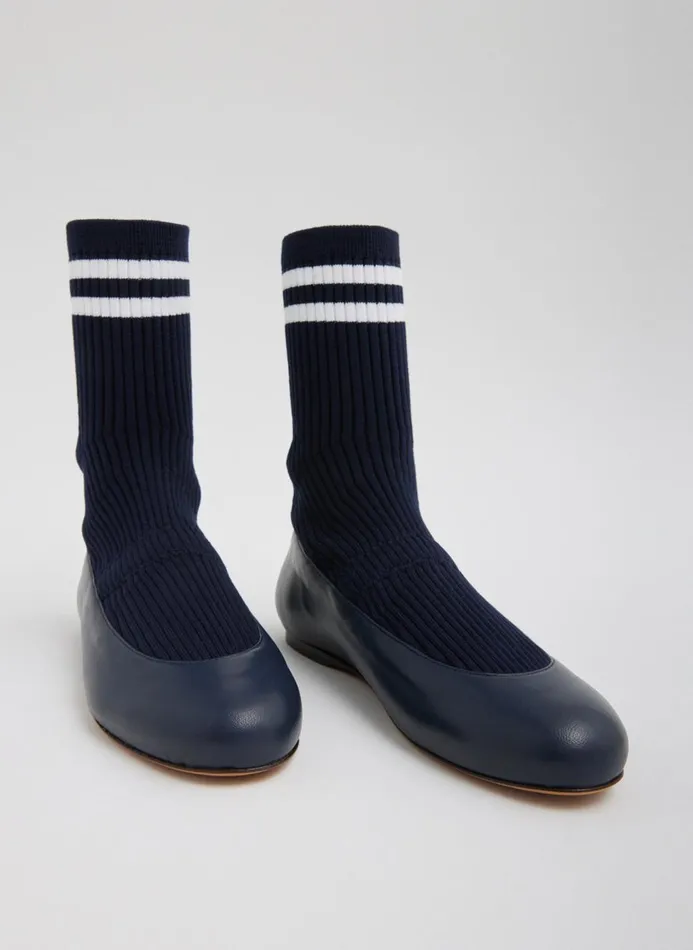 Women Flats Tibi Slouchy Ribbed Borg Navy