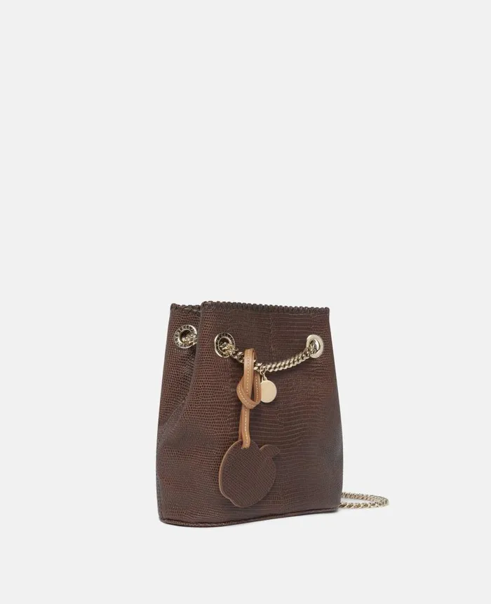 Women Iconic Falabella Stella McCartney Falabella ScaleEmbossed Bucket Bag Chocolate Brown
