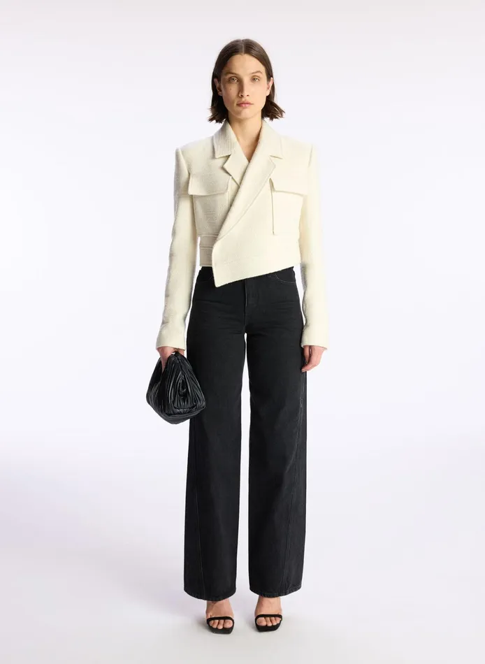 Women Jackets and Coats ALC Reeve Cropped Tweed Jacket Buttercream