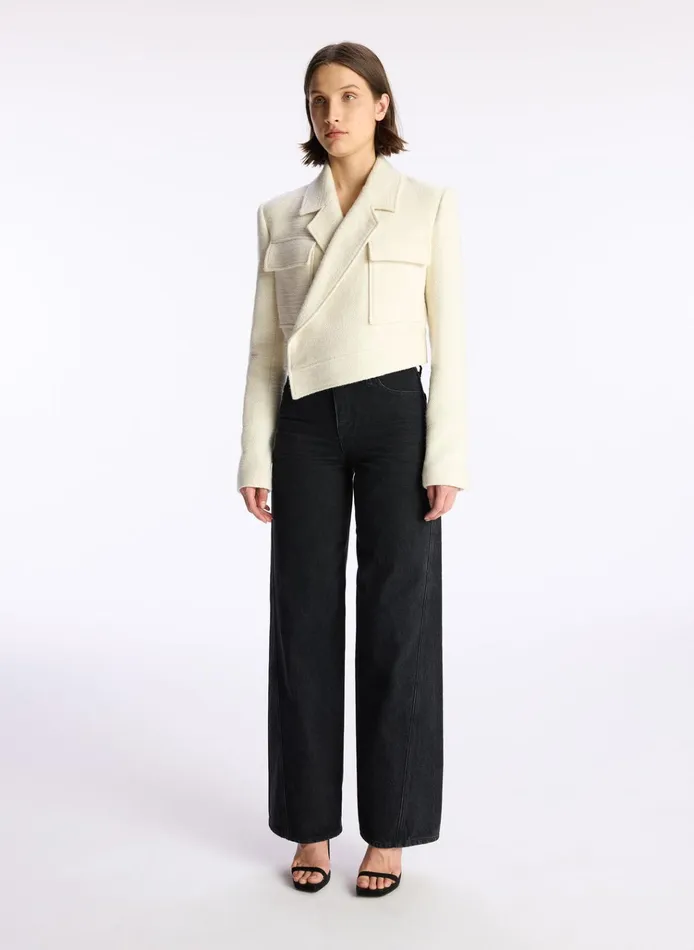 Women Jackets and Coats ALC Reeve Cropped Tweed Jacket Buttercream