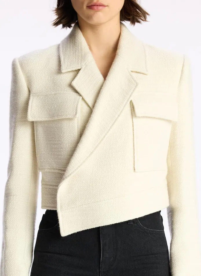 Women Jackets and Coats ALC Reeve Cropped Tweed Jacket Buttercream