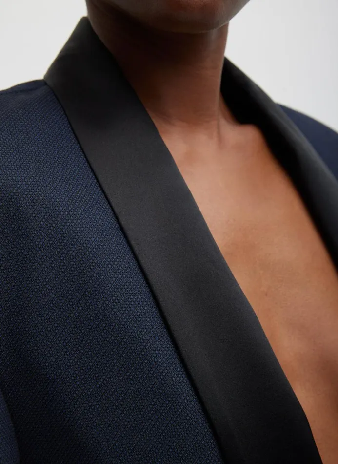 Women Jackets and Outerwear Tibi Birdseye Tuxedo Jacket Navy Multi