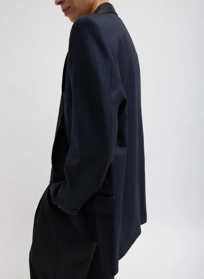 Women Jackets and Outerwear Tibi Birdseye Tuxedo Jacket Navy Multi