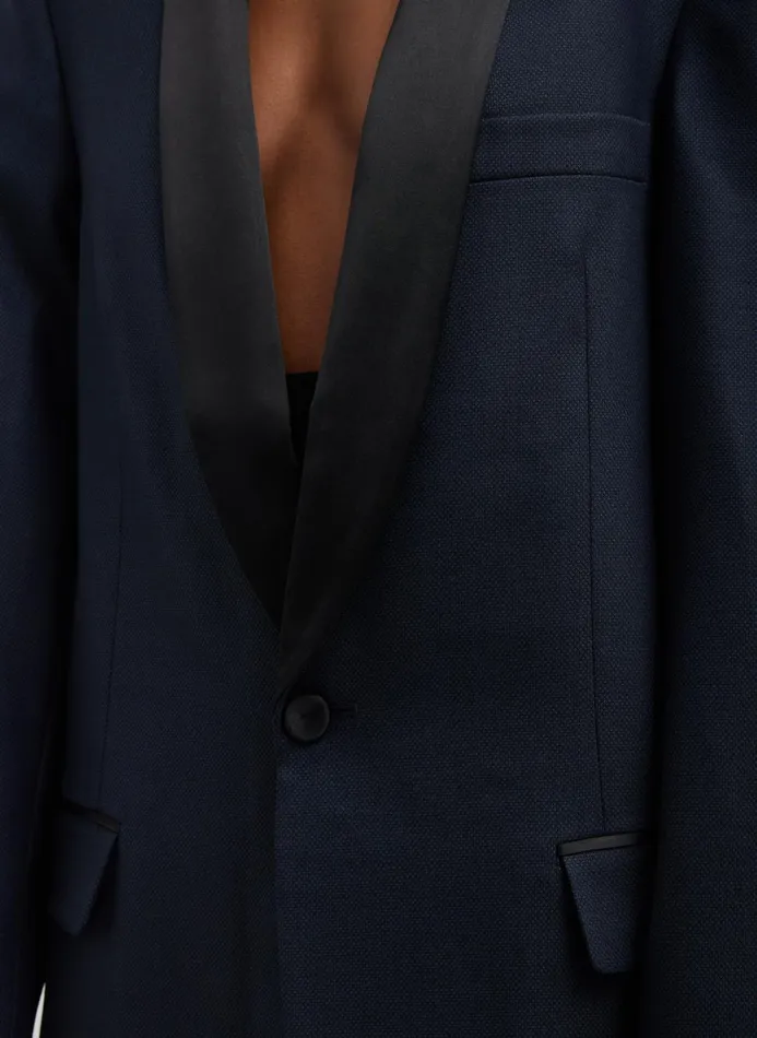 Women Jackets and Outerwear Tibi Birdseye Tuxedo Jacket Navy Multi