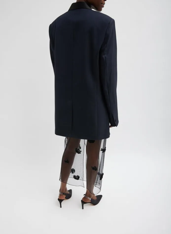 Women Jackets and Outerwear Tibi Birdseye Tuxedo Jacket Navy Multi