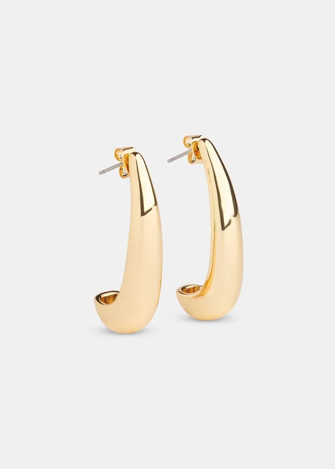 Women Jewellery Whistles Gold Long Curved Earring