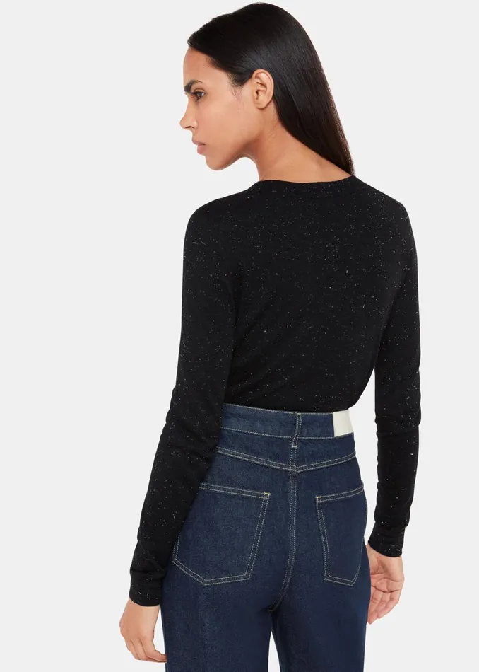Women Knitwear and Cashmere Whistles Black Annie Sparkle Crew Neck