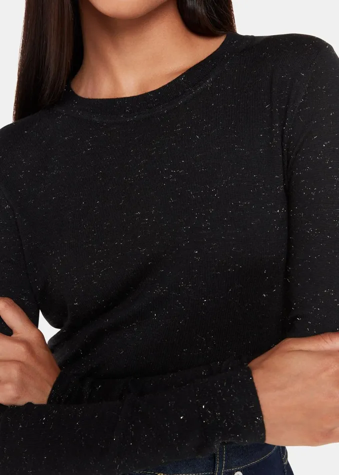 Women Knitwear and Cashmere Whistles Black Annie Sparkle Crew Neck