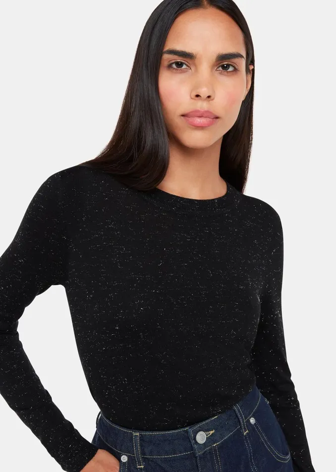 Women Knitwear and Cashmere Whistles Black Annie Sparkle Crew Neck
