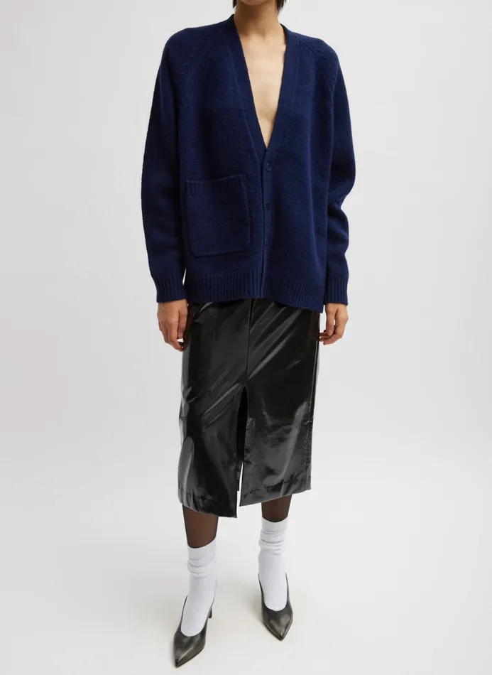 Women Knitwear and Sweatshirts Tibi Soft Lambswool Half Cardigan Navy
